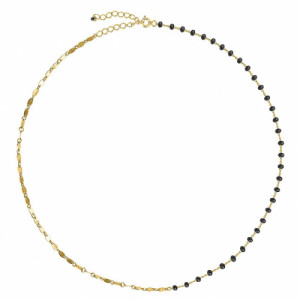 ONYX WITH OVAL MINI PLATES ROSARY NECKLACE