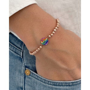 PULSERA STRETCH ESFERA MULTICOLOR PAVE