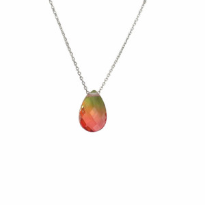 MULTICOLOR ZIRCONIA DROP PENDANT NECKLACE