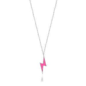 COLLAR COLGANTE RAYO CON ESMALTE FUCSIA