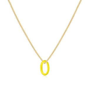 COLLAR COLGANTE ARO OVALADO CON ESMALTE AMARILLO