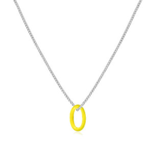 COLLAR COLGANTE ARO OVALADO CON ESMALTE AMARILLO