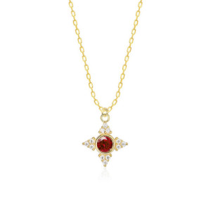 4-POINTED STAR IN RUBY ZIRCONIA PENDANT NECKLACE