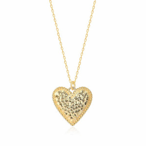 TEXTURED HEART WITH A BRAIDED PROFILE PENDANT NECKLACE