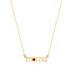 MAMA WITH RUBY ZIRCONIA PENDANT NECKLACE