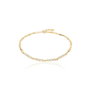 ARROW CHAPED LINK CHAIN WITH WHITE ZIRCONIA BRACELET