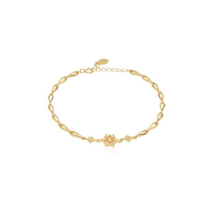 PULSERA CADENA AVENA CON MINI ESTRELLAS LISAS Y UNA ESTRELLA DE CIRCONITA BLANCA