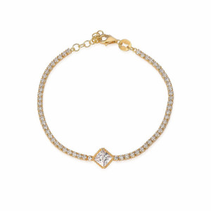 PULSERA TENIS CON ROMBO CENTRAL DE CIRCONITA BLANCA