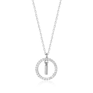 NECKLACE WITH LETTER I AND WHITE HOOP PENDANT