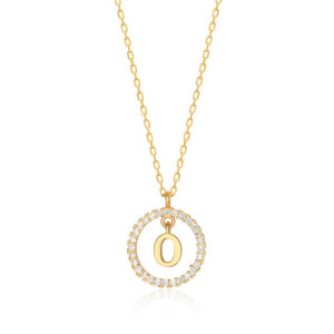 NECKLACE WITH LETTER O AND WHITE HOOP PENDANT