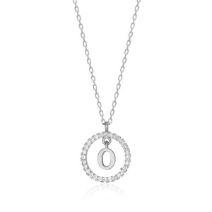 NECKLACE WITH LETTER O AND WHITE HOOP PENDANT