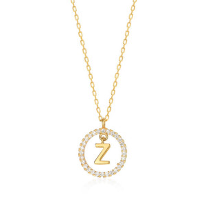 NECKLACE WITH LETTER Z AND WHITE HOOP PENDANT