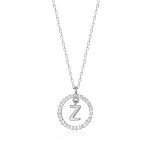 NECKLACE WITH LETTER Z AND WHITE HOOP PENDANT