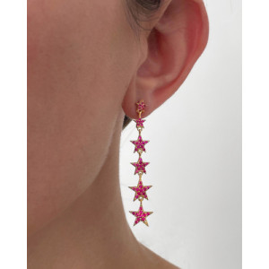 HANGING RUBY STARS EARRINGS