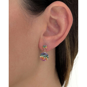 MULTICOLOR PAVE SPHERE EARRINGS