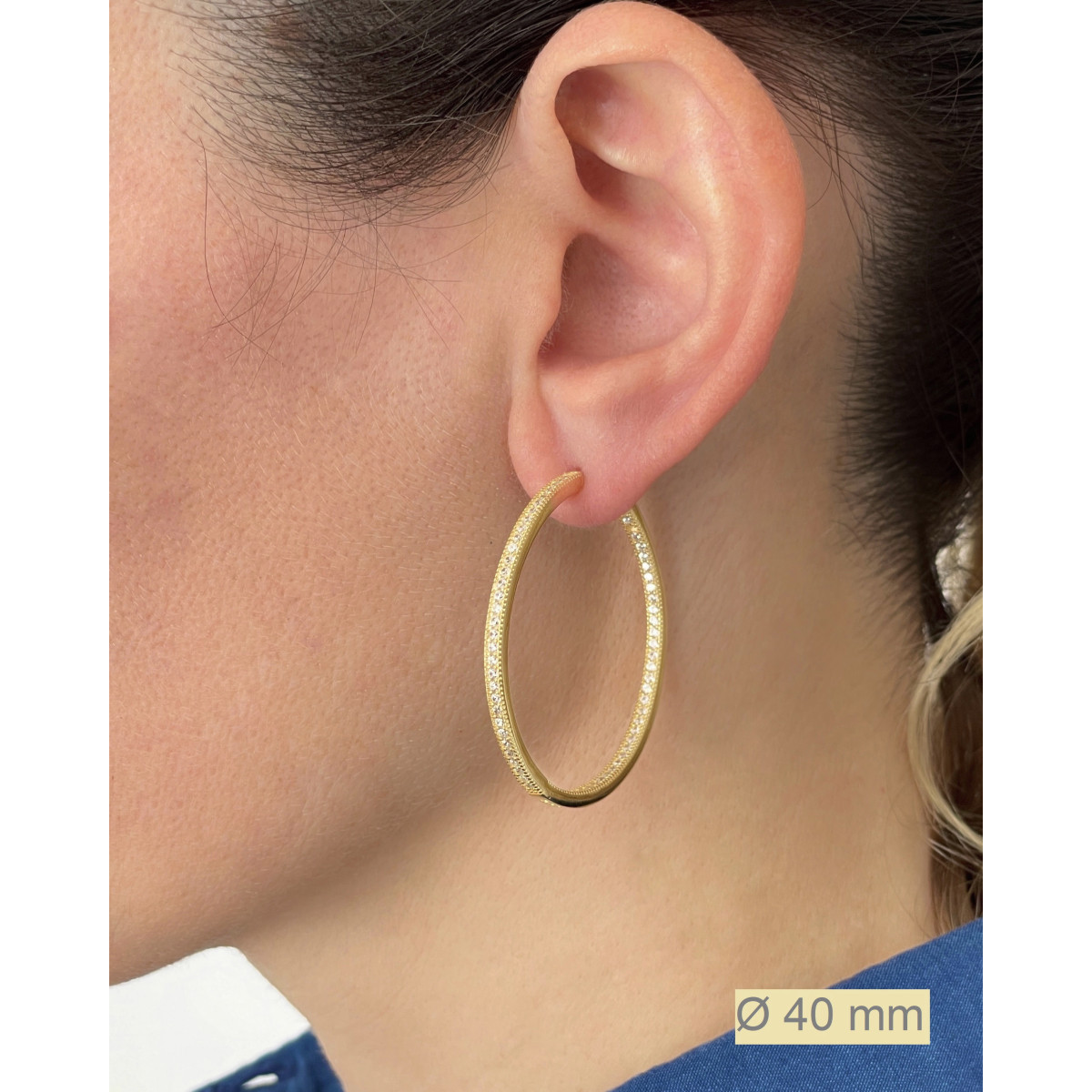LARGE HOOP EARRINGS WITH WHITE PROFILE