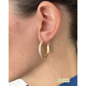 PENDIENTES AROS CRUZADOS PEQUEÑO CON PERFIL BLANCO