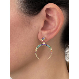 MULTICOLOR MOON AND STAR EARRINGS