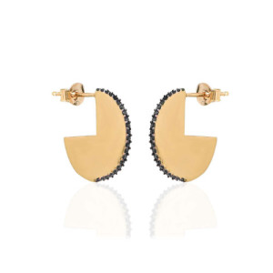 SMOOTH CIRCLE WITH BLACK DETAIL EARRINGS