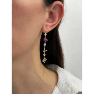 LOVE AND RUBY HEART EARRINGS