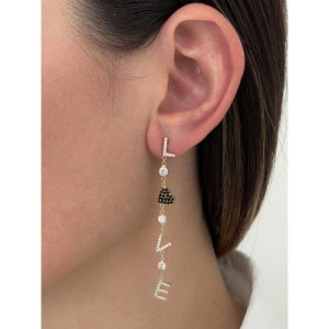 LOVE AND BLACK HEART EARRINGS