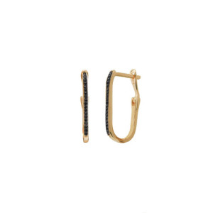 BLACK U-SHAPED HOOP EARRINGS