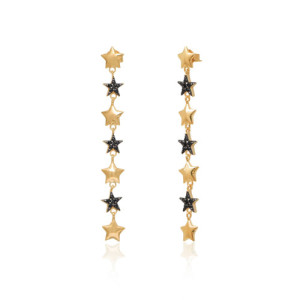 PENDIENTES ESTRELLAS LISAS Y NEGRAS COLGANTES