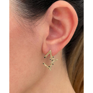 OPEN CHAMPAGNE STAR WITH BLACK DETAILS EARRINGS