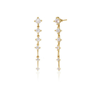 WHITE ZIRCONIA DROPS IN A HANGING ROW EARRINGS