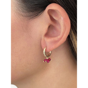 RUBY BEADED MINI HOOP EARRINGS