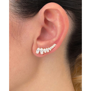 WHITE ZIRCONIA OVALS IN A HORN CLIMBER EARRINGS