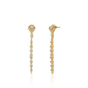 WHITE ZIRCONIA BAGUETTES IN A HANGING STICK EARRINGS