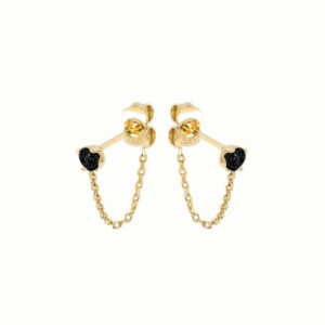 PENDIENTES CIRCONITA NEGRA CON CADENA FINA