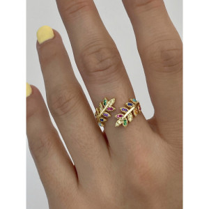 MULTICOLOR DOUBLE LEAF RING