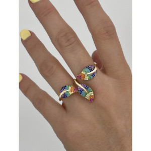 MULTICOLOR LEAVES DOUBLE RING