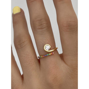 MULTICOLOR WHITE SOLITAIRE RING