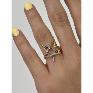 LARGE MULTICOLOR STAR RING