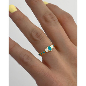 TURQUOISE ENAMEL OVAL RING