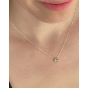 MULTICOLOR PAVE MINI SPHERE PENDANT NECKLACE