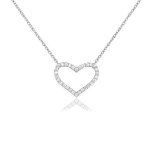 HEART-SHAPED PROFILE IN WHITE ZIRCONIA PENDANT NECKLACE