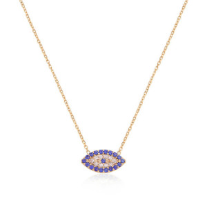 MINI OVAL LUCKY EYE IN ZIRCONIA PENDANT NECKLACE