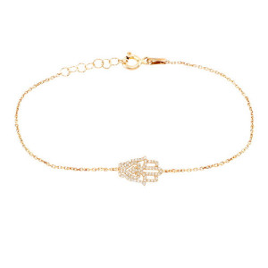 MEDIUM SIZE HAMSA HAND IN WHITE ZIRCONIA BRACELET