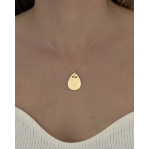 TEAR DROP PLATE WITH INFINITY SIGN PENDANT NECKLACE