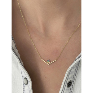 V SHAPE WITH MULTICOLOR MINI STAR PENDANT NECKLACE