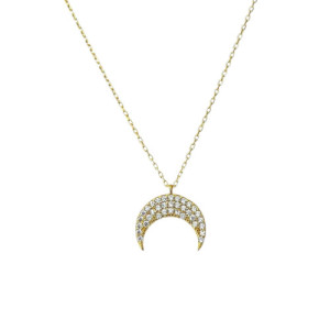 MOON IN WHITE ZIRCONIA PENDANT NECKLACE