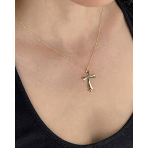 SMOOTH AND WHITE DOUBLE CROSS PENDANT NECKLACE