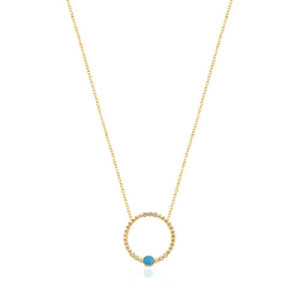 MEDIUM HOOP WITH BEADS AND A TURQUOISE STONE DETAIL PENDANT NECKLACE
