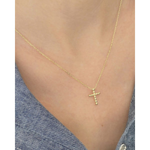 GRANULATED SMALL CROSS PENDANT NECKLACE